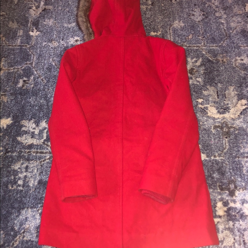 Abercrombie Red Wool Fur Hooded Parka - Sz XS - Picture 6 of 14
